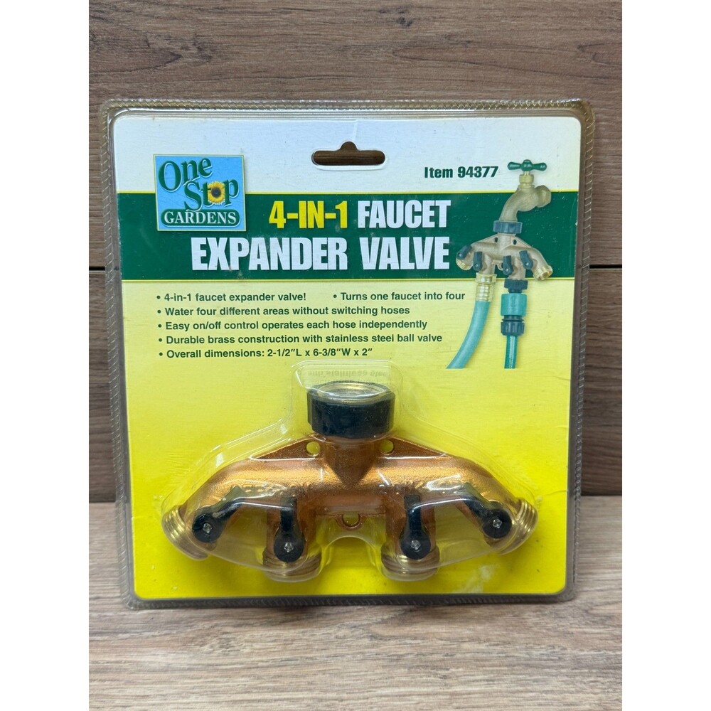 One Stop Gardens Solid Brass 4-in-1 Faucet Expander Valve - New Sealed